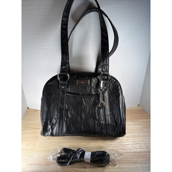 Bella Amore Handbags - Bella Russo Large Handbag Tassel Black Quilted Shoulder Bag Vegan Leather Heart